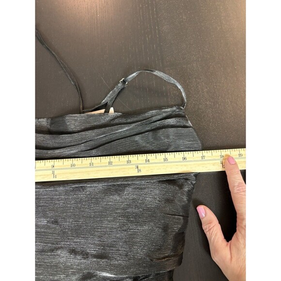 Superdown Lena Mini Dress Black Shiny Medium Adjustable Straps Drape Neck - Picture 10 of 16